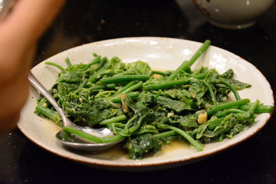 Close-up of salad in bowl on table