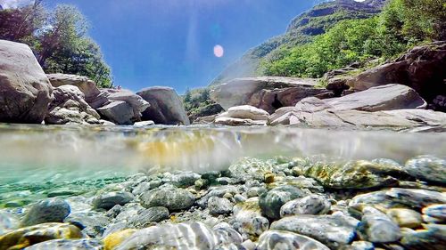 Scenic view of waterfall