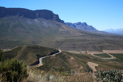Scenic view of mountains against clear sky