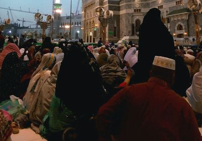 Crowd in city at night