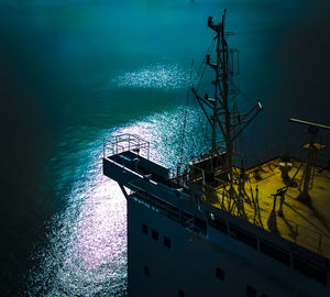 High angle view of ship in sea