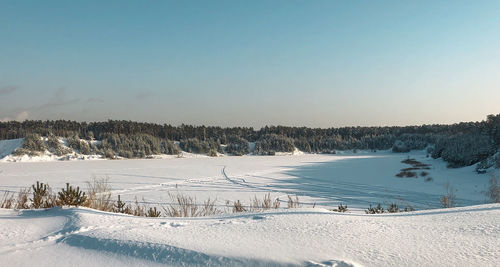 Beautiful winter landscape, panoramic scenery in sunny day