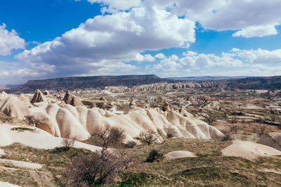 Panoramic view of landscape against cloudy sky