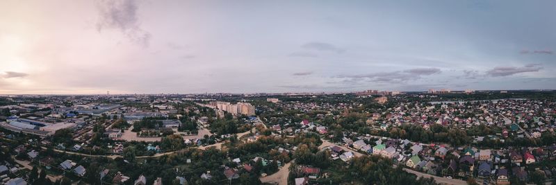 High angle shot of townscape against sky