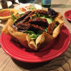 Close-up of served food in plate