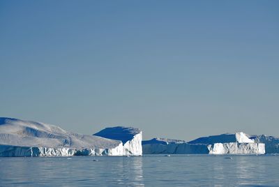 Scenic view of frozen lake against clear sky