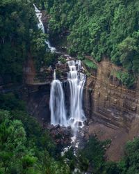 View of waterfall in forest