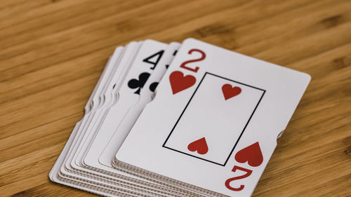 High angle view of heart shape on table