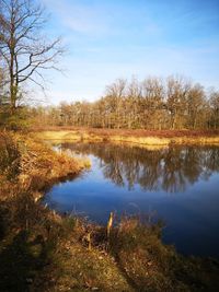 Scenic view of lake against sky