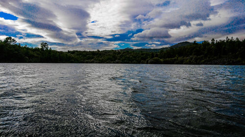 Scenic view of lake against sky