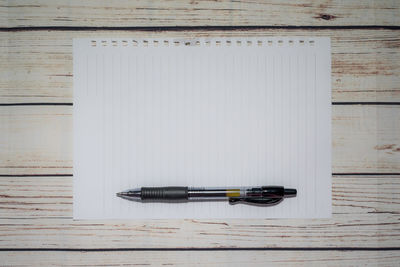 Directly above shot of pen on table
