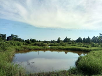 Scenic view of lake against sky