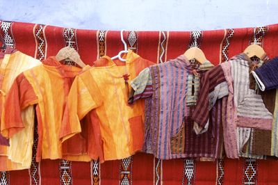 Close-up of clothes drying on clothesline