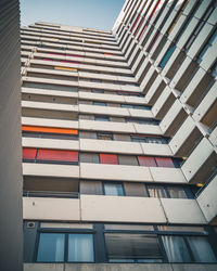 Low angle view of modern building against clear sky