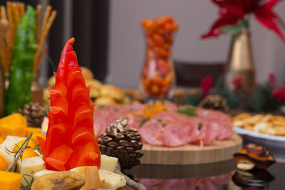 Close-up of dessert in plate on table