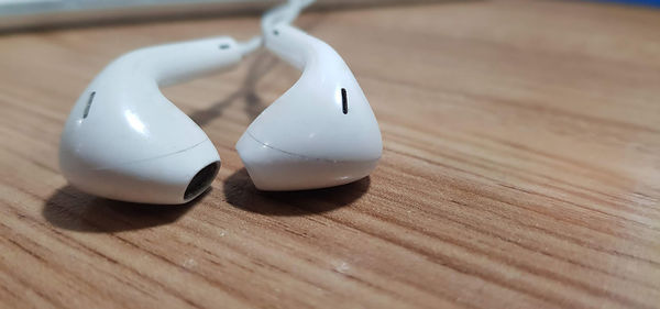 High angle view of broken glass on table