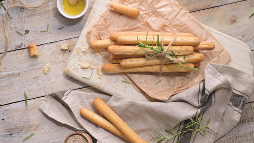 High angle view of food on table