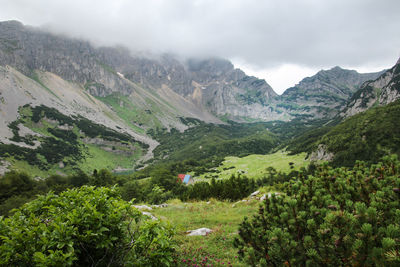 Scenic view of mountains against sky