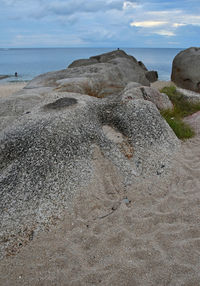 Scenic view of sea against cloudy sky