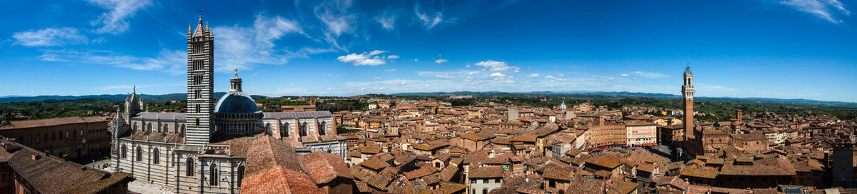 View of buildings against cloudy sky