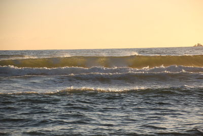 Scenic view of sea against clear sky