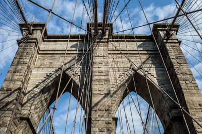 Low angle view of suspension bridge