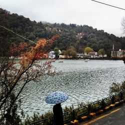 View of people on lakeshore