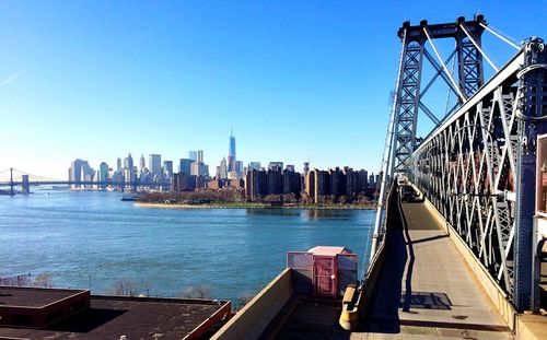 View of cityscape against clear sky