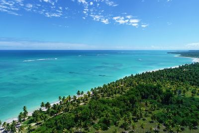 Scenic view of sea against blue sky