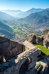 High angle view of old ruins st.michele monastry