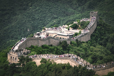 High angle view of buildings in city