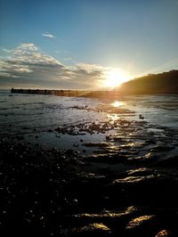 Scenic view of sea during sunset