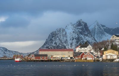 Scenic view of sea against sky during winter