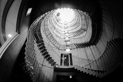 Low angle view of spiral staircase of building