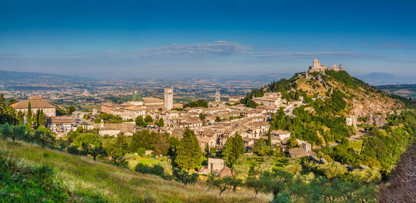 High angle view of townscape against sky