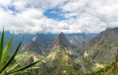 Scenic view of mountains against sky