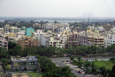 High angle view of kolkata city of india 