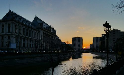 View of city at sunset