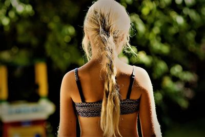 Rear view of girl with blond hair