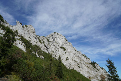 Low angle view of rocks against sky