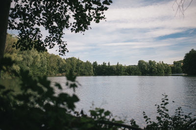 Scenic view of lake against sky