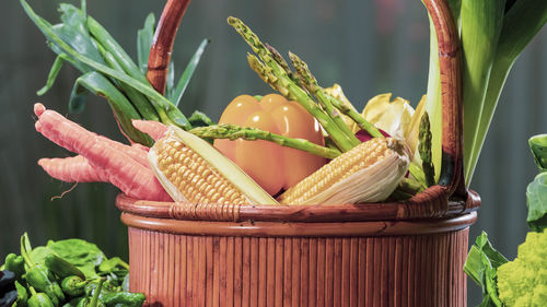 Close-up of vegetables in basket