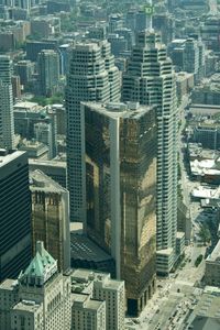 Aerial view of modern buildings in city