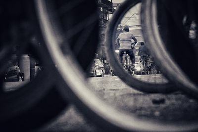 Bicycle parked on road