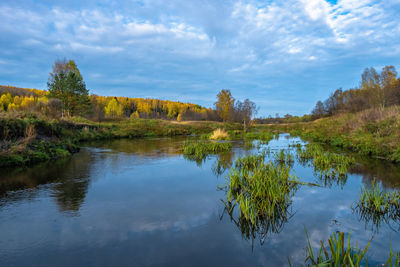 Scenic view of lake against sky