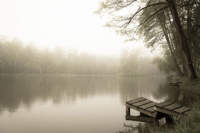 Scenic view of lake against clear sky