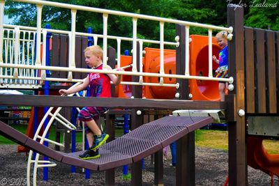 Girl playing in playground