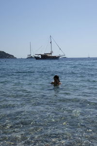 View of sailboat in sea