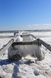 Scenic view of sea against clear sky during winter