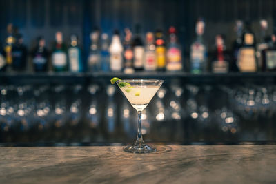 Close-up of wine glass on table